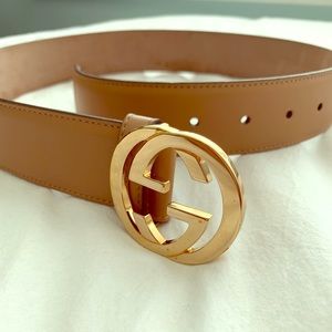 Leather Gucci Belt with Interlocking G